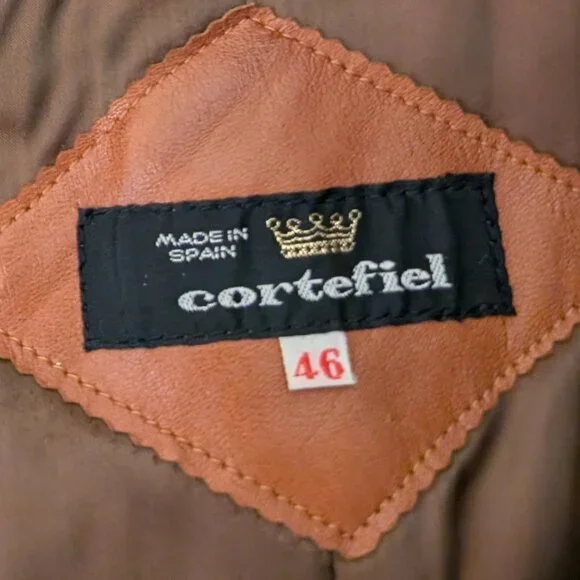 Cortefiel Vintage Brown Leather Coat Size 46 - Picture 13 of 13